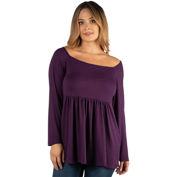 Plus Size 24/7 Comfort Apparel Solid Empire Waist Tunic Top - image 