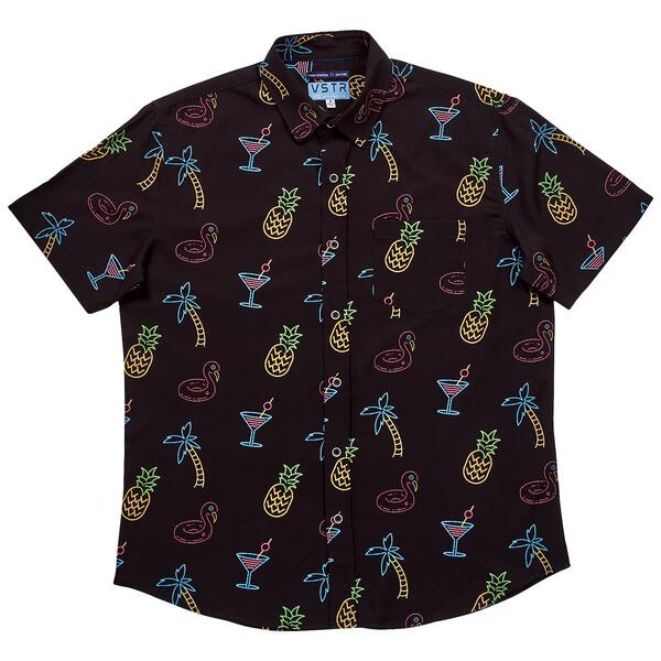 Young Mens VSTR Neon Beach Fun Button Down Shirt - Black - image 