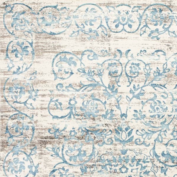 KAS Crete Ivory Blue Courtyard 7ft. Runner