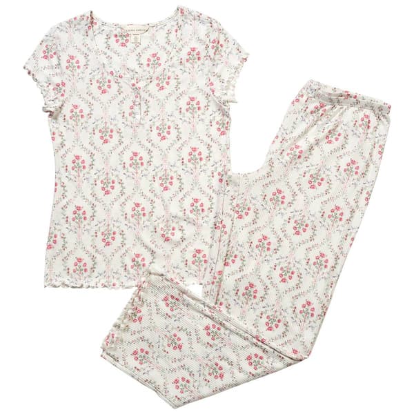 Womens Laura Ashley(R) Floral Trellis Lettuce Edge Pajama Set