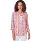 Petite Ruby Rd. Wovens 3/4 Sleeve Medallion Watercolor Stripe Top - image 1