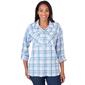 Womens Ruby Rd. Blue Horizon Button Front Plaid Jacket - image 1