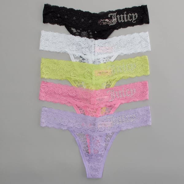 Juniors Juicy Couture 5pk. Lace Thong Panties JC9889-5PKEL - image 