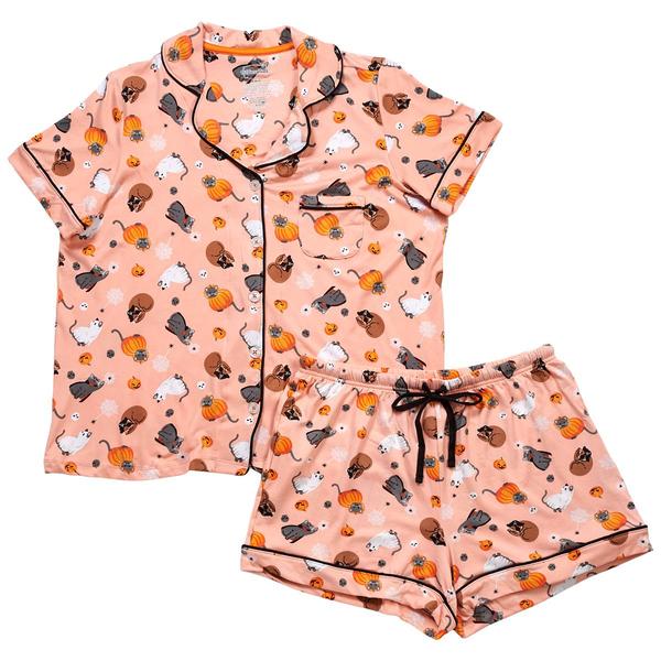Womens Pillow Talk Halloween Costume Cats Shorty Pajama Set - image 