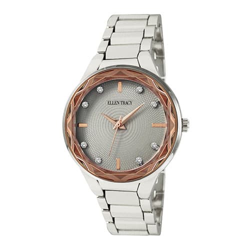Womens Ellen Tracy Silver Faceted Bezel Watch - ET5313SL - image 