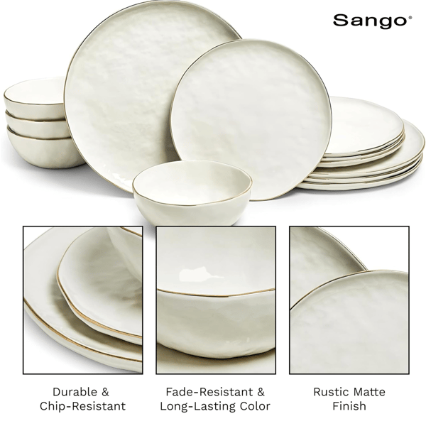 Sango Gansevoort 12pc. White Porcelain Dinnerware Set