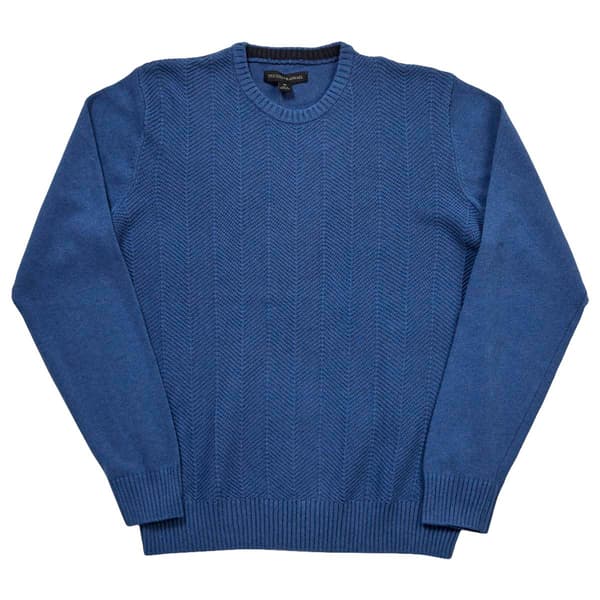 Mens Tricot Solid Herringbone Crew Sweater