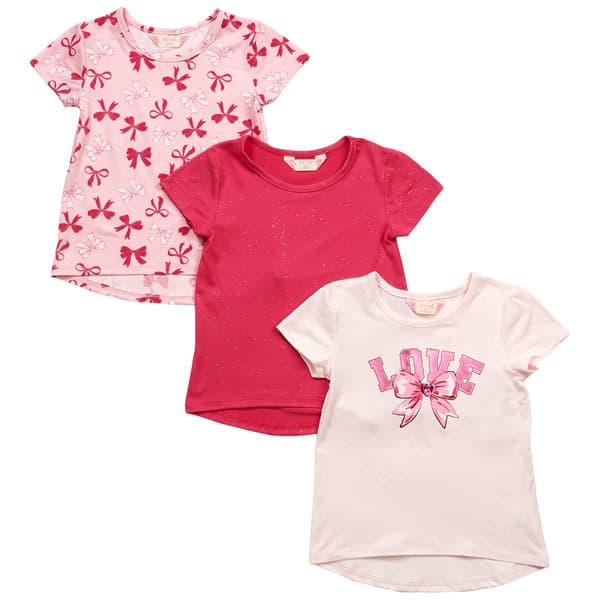 Girls (4-6x) Bkind 3pk. Short Sleeve Love Bow Hi-Lo Tees