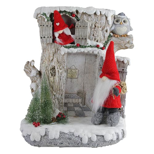 Northlight Seasonal 17.5in. LED Pre-Lit Woodland House with Gnome - image 