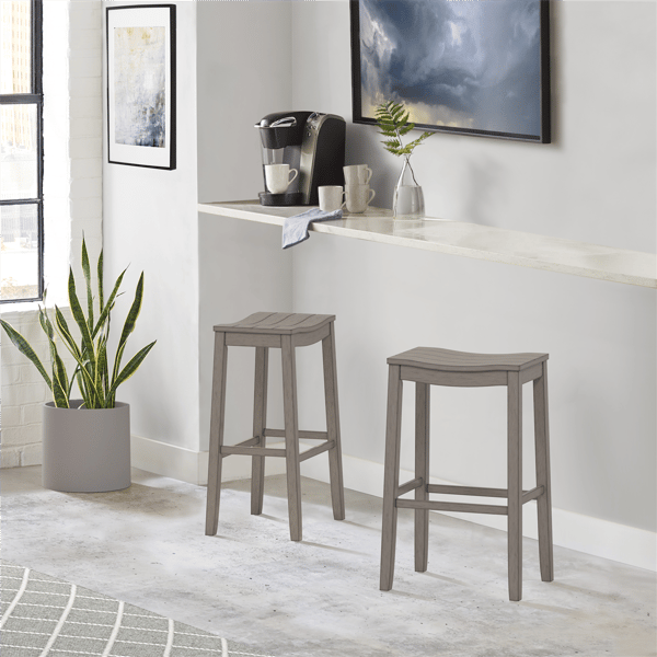HH2 Home Fiddler Grey Backless Bar Height Stool with Saddle Seat - image 