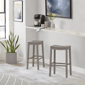 HH2 Home Fiddler Grey Backless Bar Height Stool with Saddle Seat - image 1