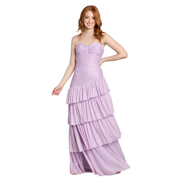 Juniors Morgan & Co. Strapless Asymetrical Tier A-Line Dress