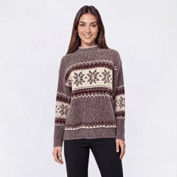 Womens Preswick & Moore(R) Long Sleeve Snowflake Sweater