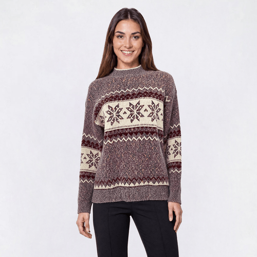 Womens Preswick & Moore(R) Long Sleeve Snowflake Sweater