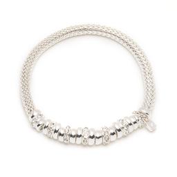 Nine West Silver-Tone & Crystal Beaded & Mesh Bracelet