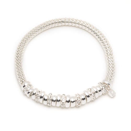 Nine West Silver-Tone & Crystal Beaded & Mesh Bracelet - image 
