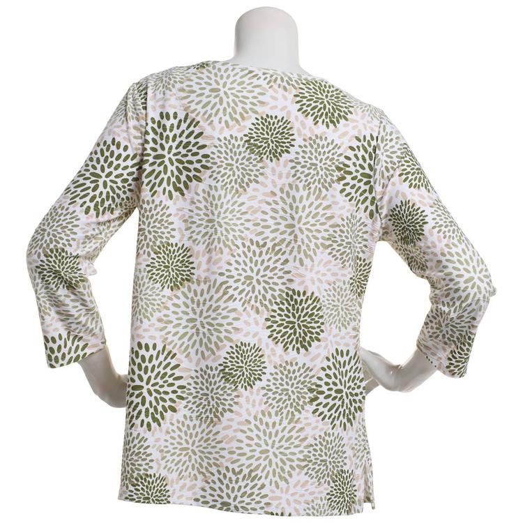 Petite Emily Daniels 3/4 Sleeve Geometric Jacquard Tee