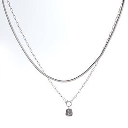 Ashley Cooper&#40;tm&#41; Silver-Tone Two Row Chain Pendant Necklace