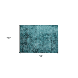 HomeRoots Abstract Teal Non Skid Indoor Outdoor Accent Rug