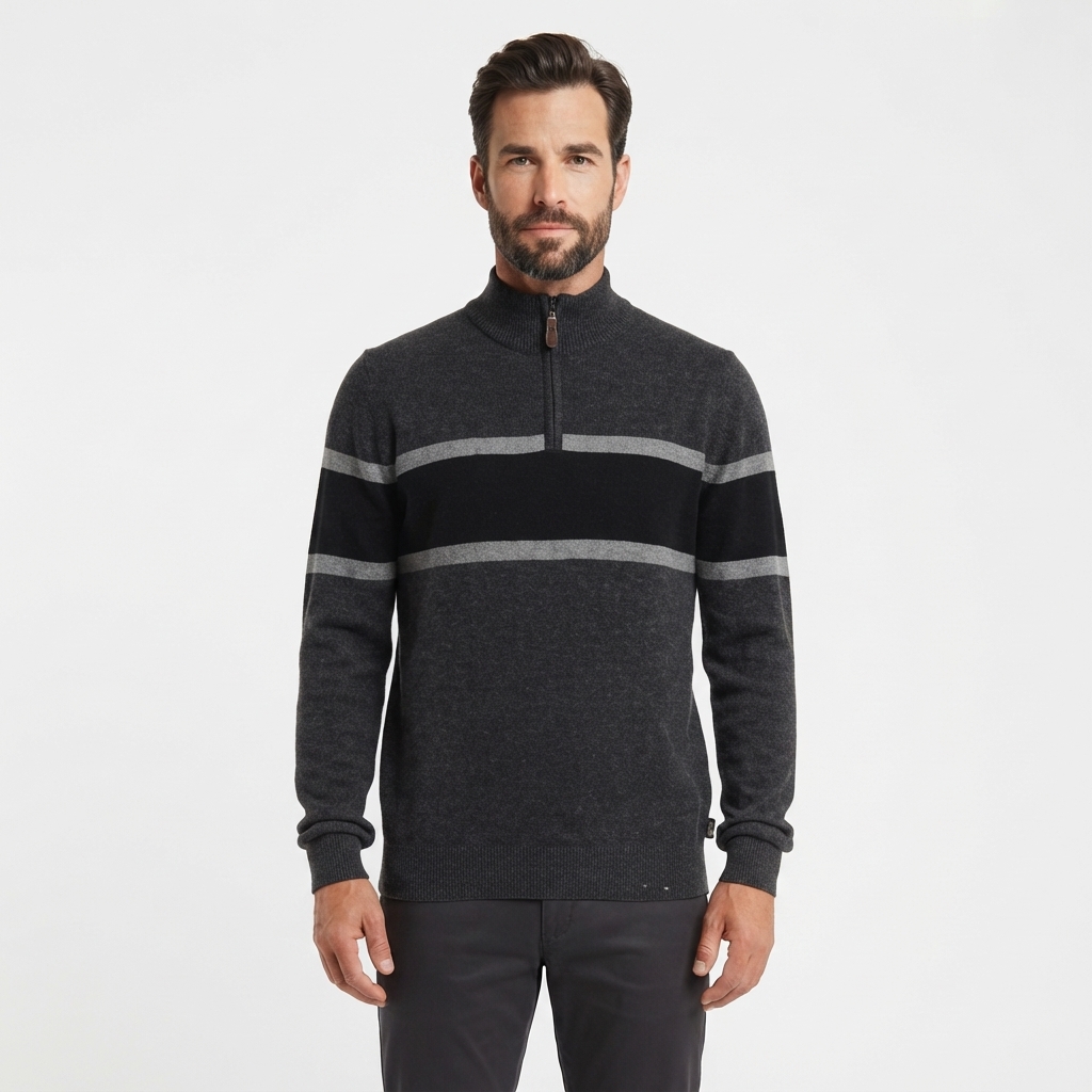 Mens Chaps Chest Stripe 1/4 Zip Sweater