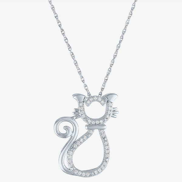 Nova Star(R) Sterling Silver Lab Grown Diamond Cat Pendant - image 