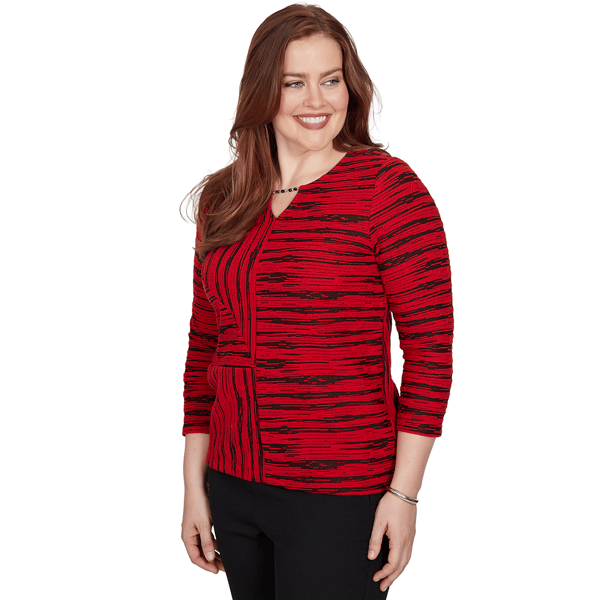 Petites Alfred Dunner Dinner Theater Spliced Stripe Contrast Tex - image 