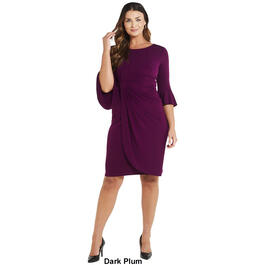 Womens Connected Apparel Bell Sleeve Side Ruched Wrap Dress