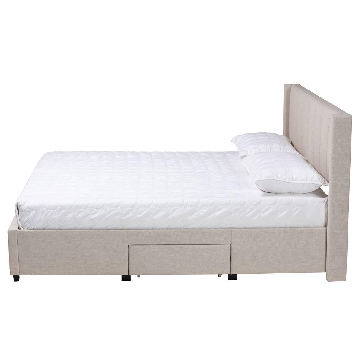 Baxton Studio Coronado Beige 3-Drawer Storage Platform Bed
