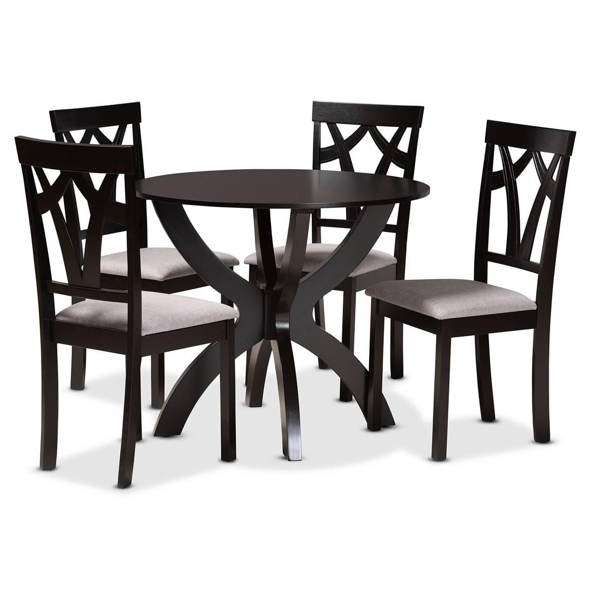 Baxton Studio Rasa Modern Dark Brown Wood 5pc. Dining Set