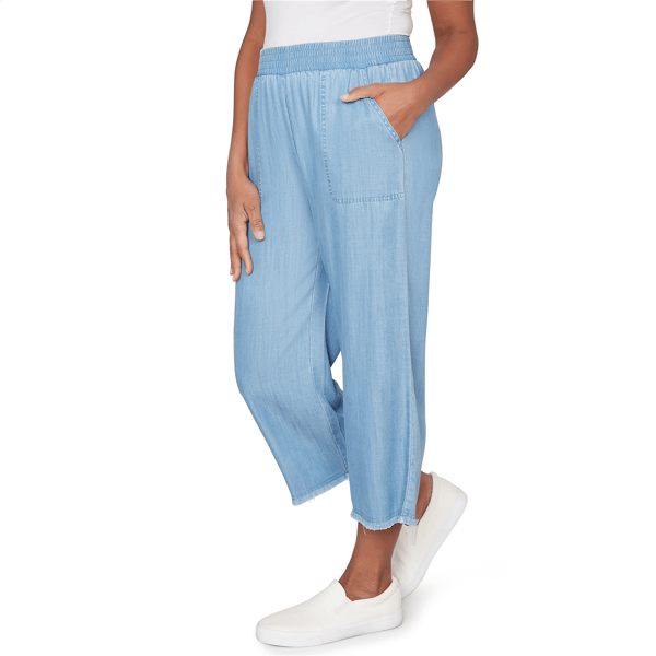 Petite Alfred Dunner Beachcomber Wide Leg Patch Pocket Pants