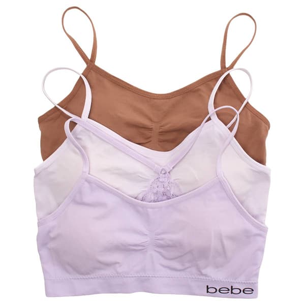 Girls (7-16) Bebe 3pk. Seamless & Lace Back Bralettes - image 