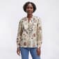 Womens Nicole Miller Long Sleeve Floral Button Up Poplin Blouse - image 1