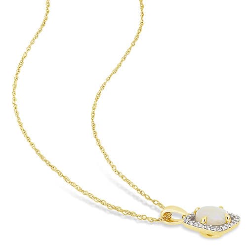 Gemstone Classics&#40;tm&#41; 10kt. Yellow Gold & Opal Necklace - image 