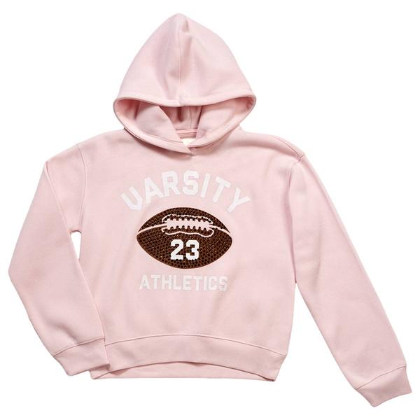 Girls (7-16) No Comment Sequin Varsity Football Hoodie - image 