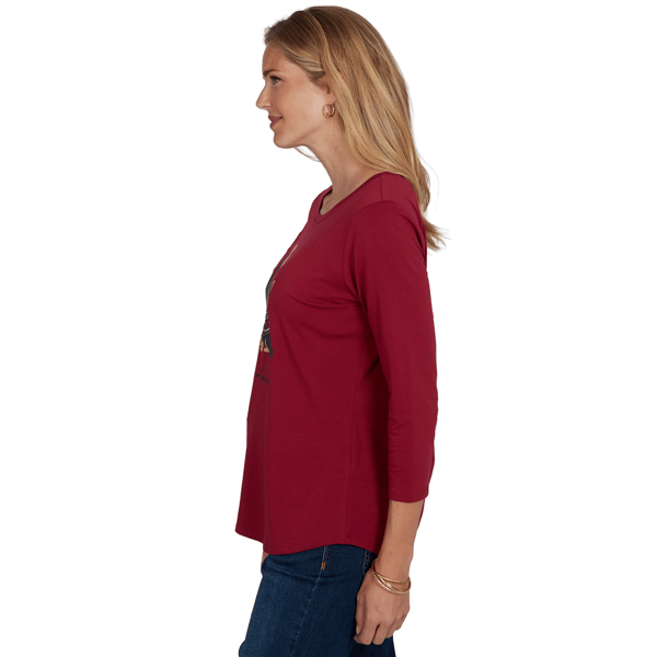 Womens Ruby Rd. Must Haves II 3/4 Sleeve Pawsitive Vibes Tee