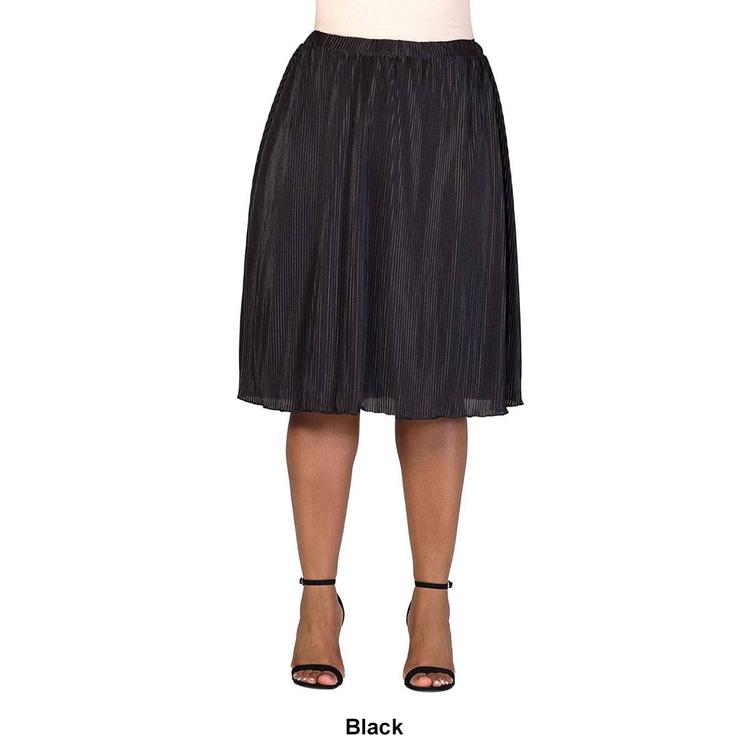 Plus Size 24/7 Comfort Apparel Elegant Accordion Party Midi Skirt