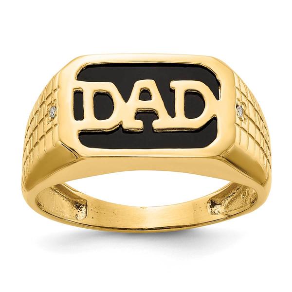 Mens Diamond Classics(tm) 10kt. Gold Diamond & Onyx DAD Ring - image 