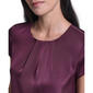 Womens Calvin Klein Short Sleeve Solid Pleated Neck Blouse - image 4