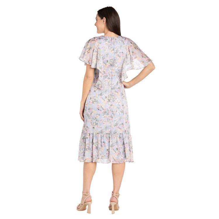Womens R&M Richards Floral Midi Chiffon Dress