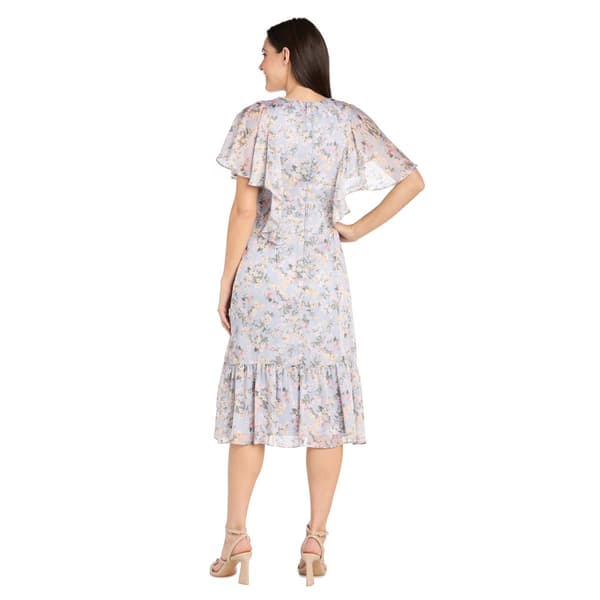 Womens R&M Richards Floral Midi Chiffon Dress