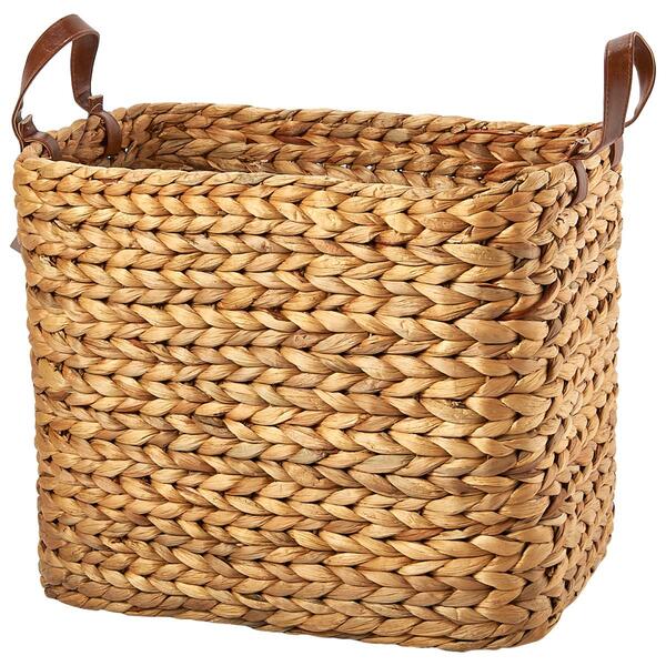 Baum Brothers Large Arrow Weave Water Hyacinth Rectangle Basket - image 