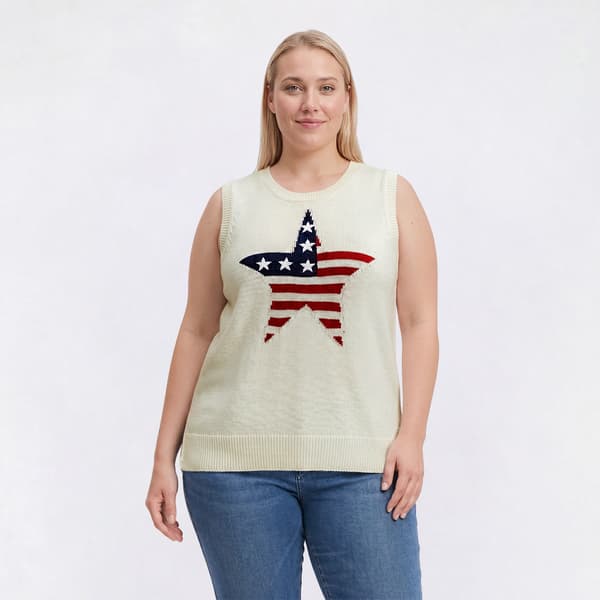 Plus Size Preswick & Moore(R) Sleeveless American Flag Sweater Vest - image 
