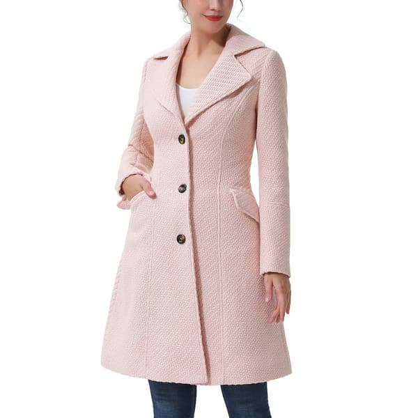 Womens BGSD Fit & Flare Boucle Wool Blend Coat