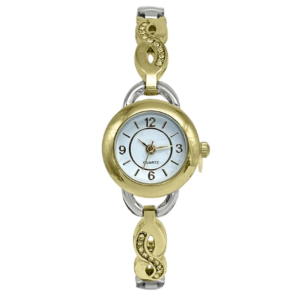 Womens Two-Tone White Dial Infinity Bracelet Watch - LWBN05BV - image 