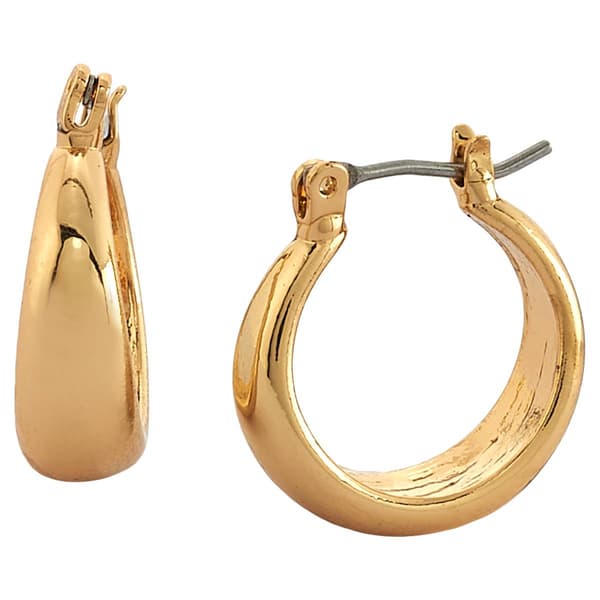 Design Collection Gold Plated Thick Band Hoop Earrings - image 