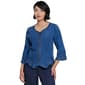 Plus Size Ali Miles 3/4 Cuff Sleeve V Neck Embroidery W Handerch - image 1