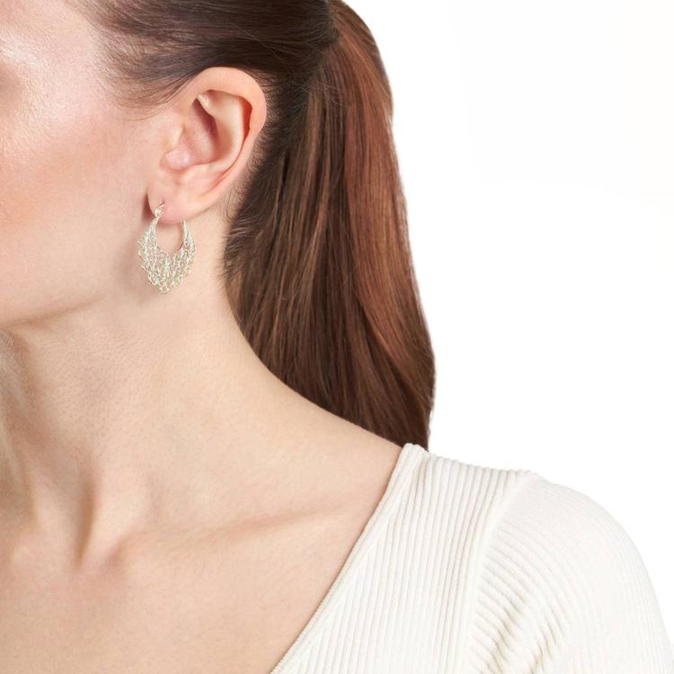 Athra Silver Plated 35mm Swirl Click-Top Hoop Earrings