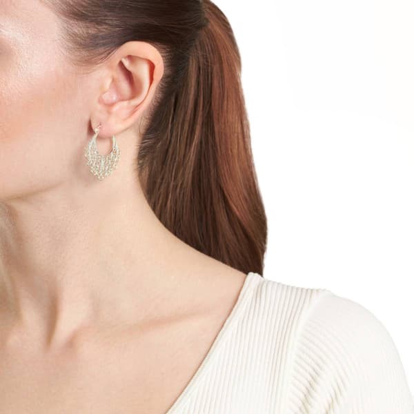 Athra Silver Plated 35mm Swirl Click-Top Hoop Earrings