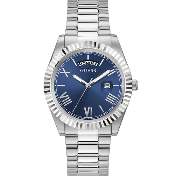Mens Guess Silver Coin Edge Bezel Watch - GW0265G7
