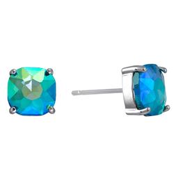 Athra Fine Silver Plated 12mm Crystal Cushion-Cut Stud Earrings
